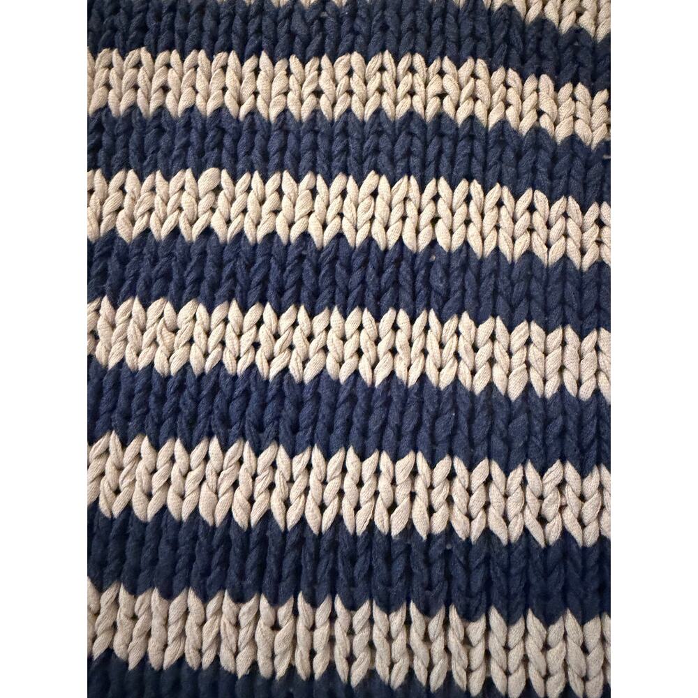 Free People Portland Pullover M Denim Island Navy Cream Striped Sweater - Picture 5 of 9